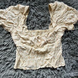 Urban outfitters Floral  Cream Puff Sleeve Top